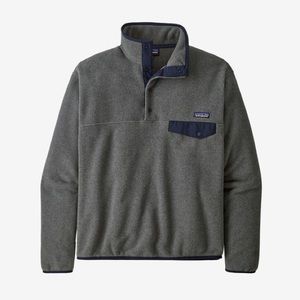Men's Lightweight Synchilla Snap-T Fleece Pullover - Nickel w/ Navy Blue Size S